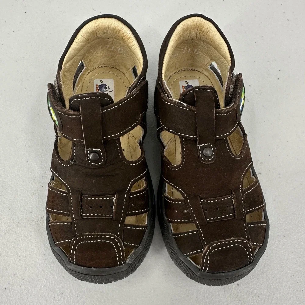 Mini Bombitas Kids 9c Brown Suede Fisherman Sandals Leather Closed toe 16‎ Mex